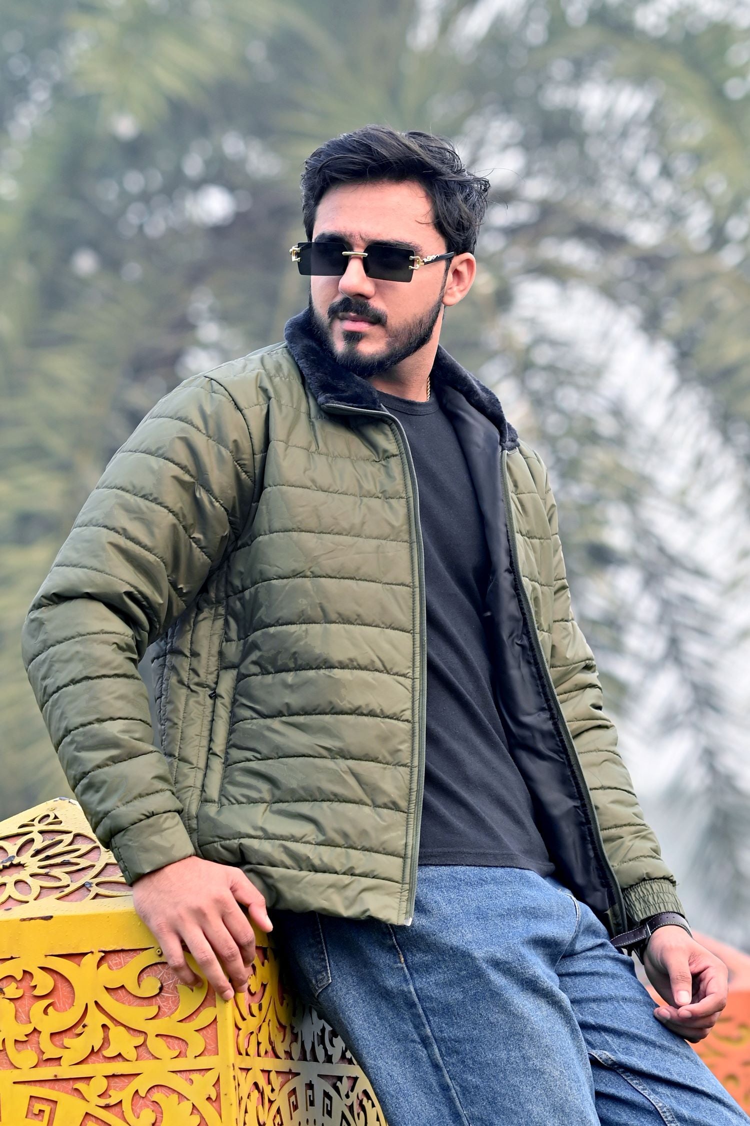 AERIS-SHELL PUFFER JACKET (FULL SLEEVES JACKET) - OLIVE DRAB