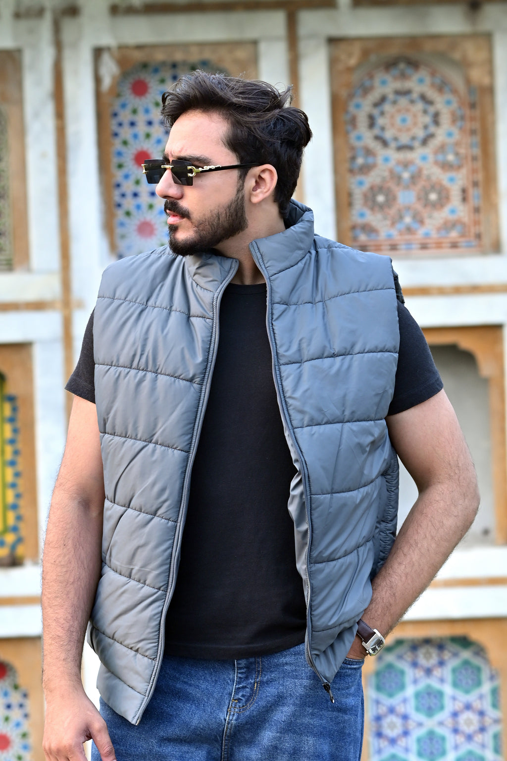 ARCTIC CORE PUFFER JACKET (SLEEVELESS JACKET) - CHARCOAL MIST