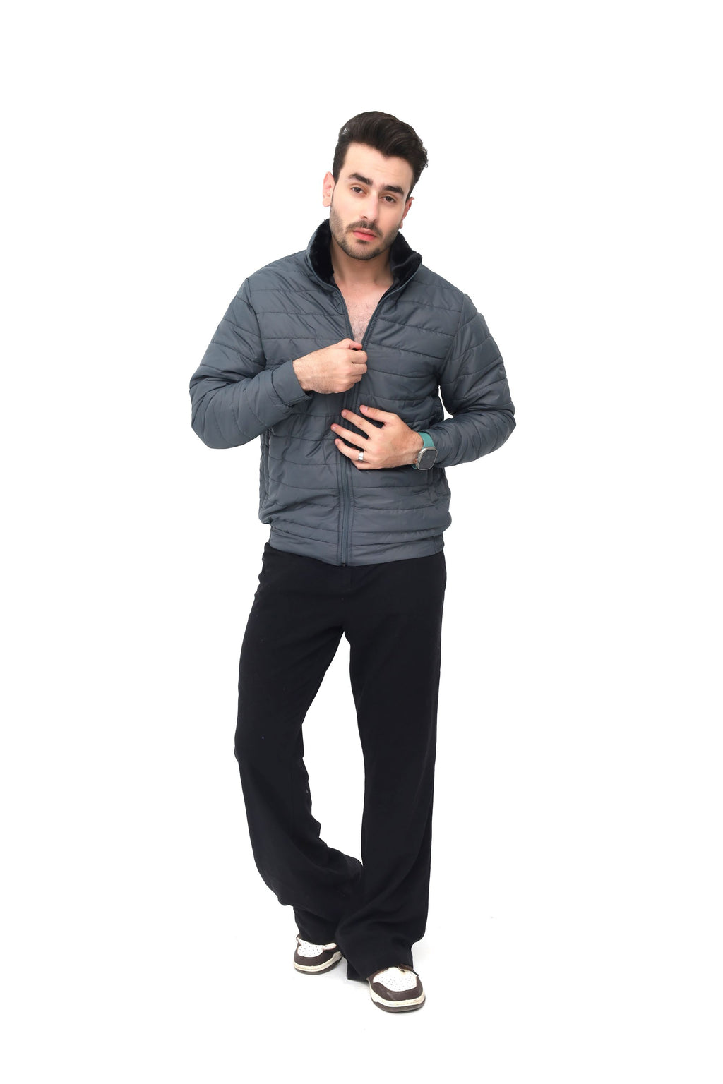 AERIS-SHELL PUFFER JACKET (FULL SLEEVES JACKET) - CHARCOAL GREY