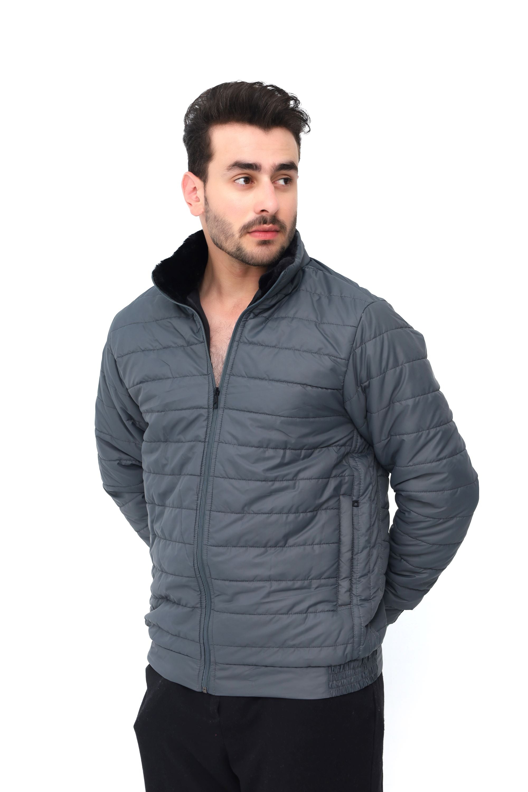 AERIS-SHELL PUFFER JACKET (FULL SLEEVES JACKET) - CHARCOAL GREY