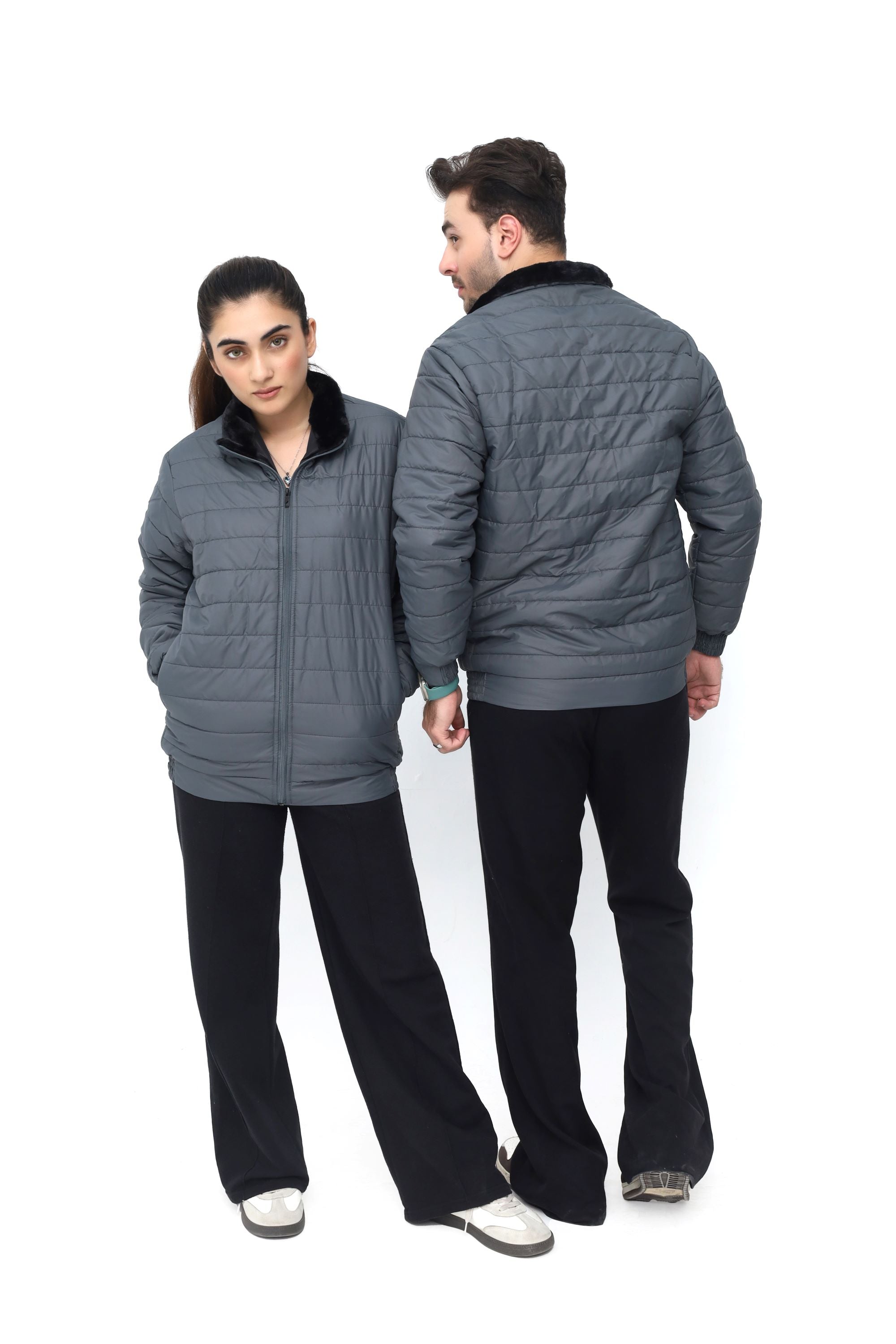 AERIS-SHELL PUFFER JACKET (FULL SLEEVES JACKET) - CHARCOAL GREY