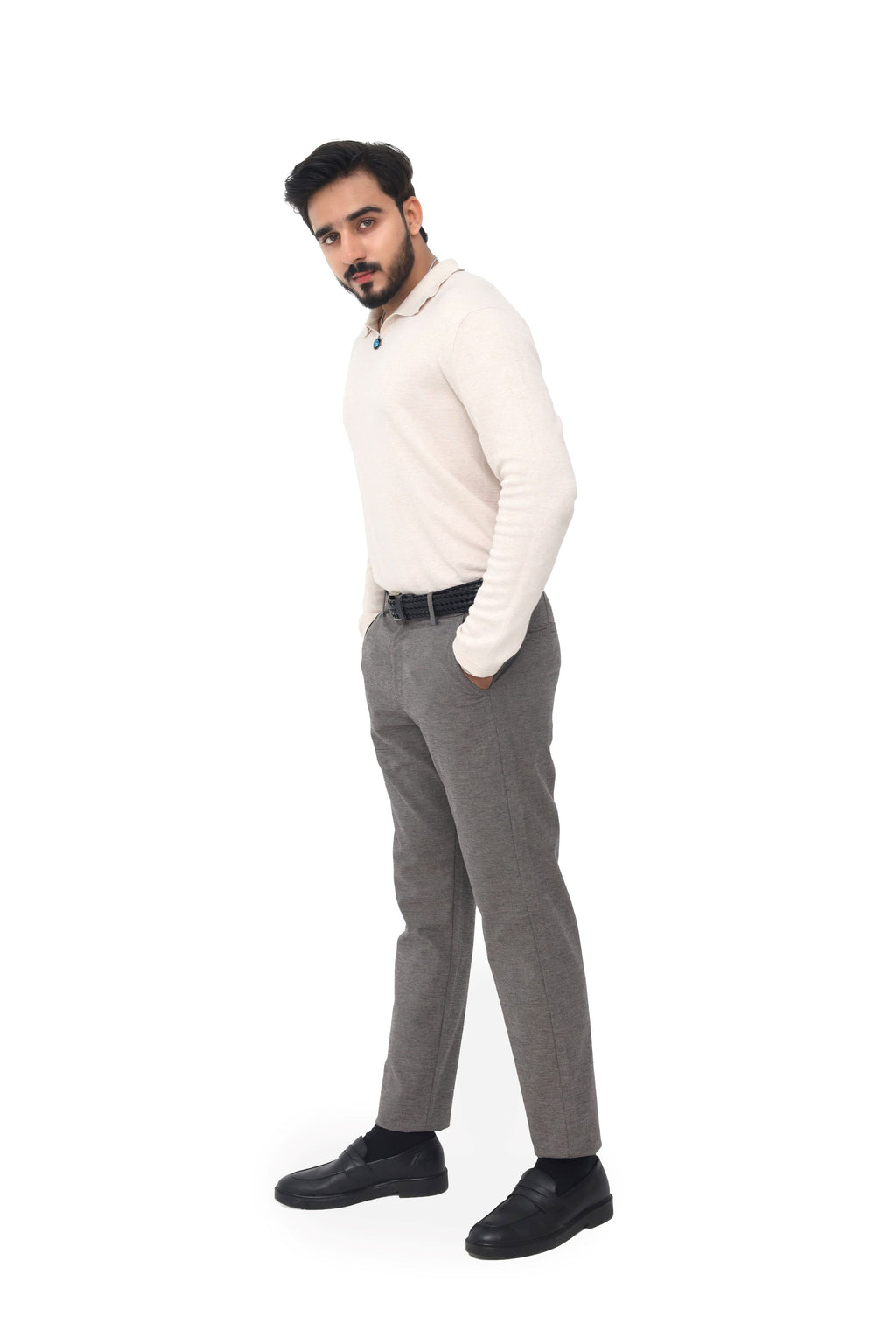 CORE-FLEX COTTON JEANS - MICRO CHECK GREY