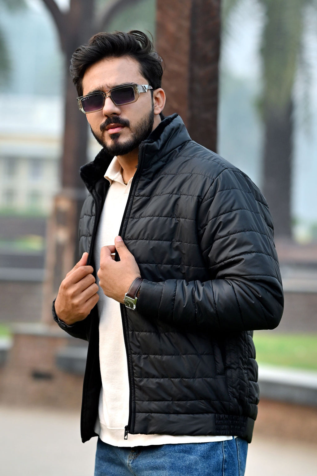 AERIS-SHELL PUFFER JACKET (FULL SLEEVES JACKET) - Jet Black