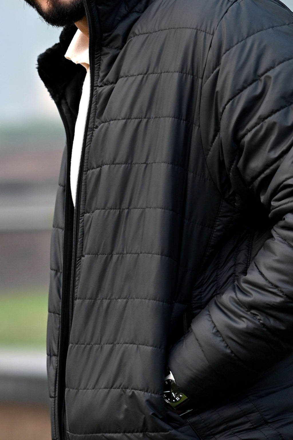 AERIS-SHELL PUFFER JACKET (FULL SLEEVES JACKET) - Jet Black